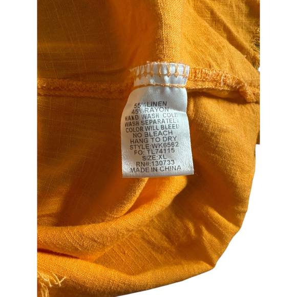 Women's Umgee Orange Ruffle Sleeve Blouse with frayed hem XL - Picture 7 of 11